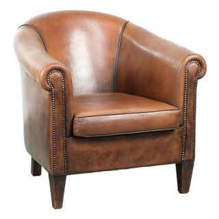 Club Chair in Sheepskin Leather For Sale