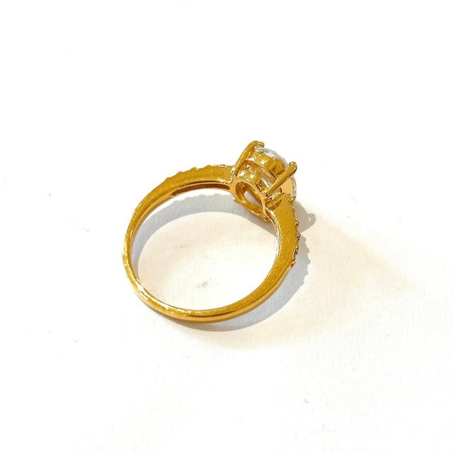 Bochic “Orient” Pink Topaz & White Topaz Solitaire Ring Set In 18K Gold & Silver, Size 7 For Sale - Image 11 of 12