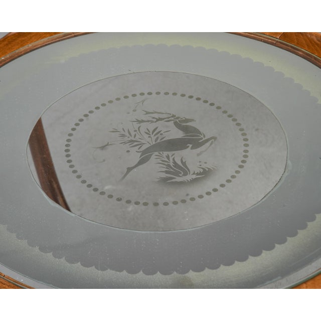 Vintage French Gueridon Small Round Side Table With Etched Glass Top For Sale - Image 4 of 10