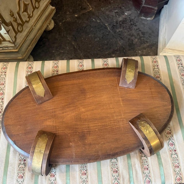 1930s Art Deco Hand-Carved Wood and Brass French Centerpiece For Sale - Image 12 of 15