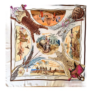 Hermès Chasses Exotiques 1988 Foulard en Soie Designed by Philippe Ledoux For Sale