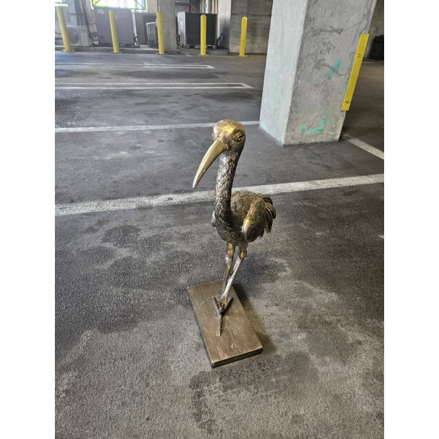 Large 1970s Italian Florentine Hand Carved Wood Egret For Sale - Image 4 of 8