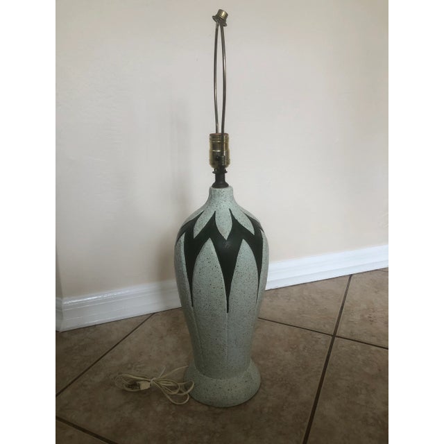 Sky Blue Mid-Century Modern Ceramic Painted Blue and Green With Gold-Colored Flecks Table Lamp For Sale - Image 8 of 9