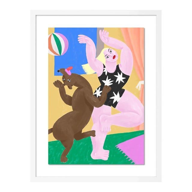 Jeu De Balle by Cedric Pierre-Bez, Art Print in White Frame, Small For Sale