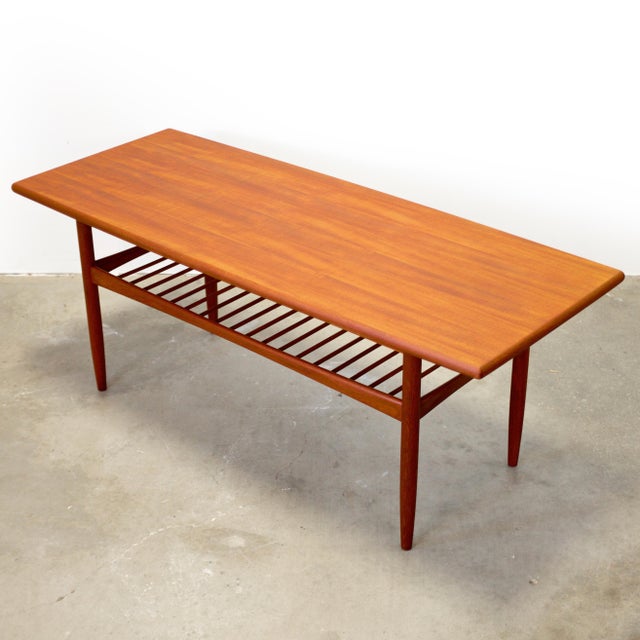 Danish Teak “Surfboard” Coffee Table With Lower Magazine Shelf For Sale - Image 9 of 9