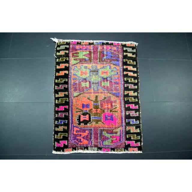 Vintage Multicolor Turkish Small Rug For Sale In Phoenix - Image 6 of 6