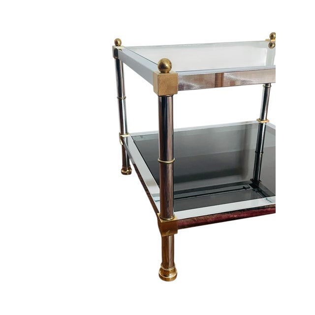 Set of Vintage Chrome and Brass Square Tables For Sale - Image 4 of 7
