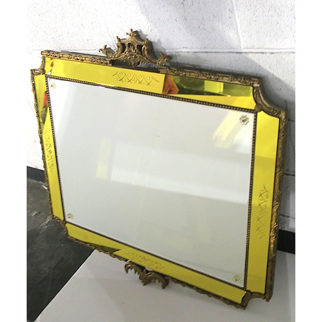 Borghese Italian Giltwood Wall Mirror With Canary‑Yellow Border, Rococo Style For Sale - Image 4 of 11