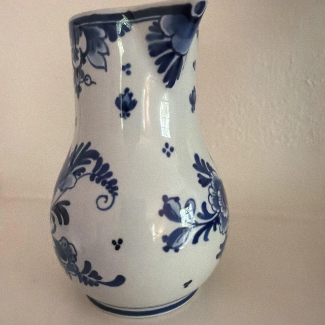 Delft Vintage Hand Painted Delft Blue & White Pitche #1455 For Sale - Image 4 of 5