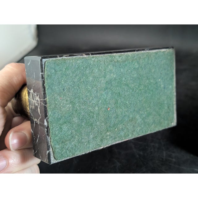 1920's Art Deco Hirsch Pixie Girl Bookend Pair Painted Bronze on Marble For Sale - Image 9 of 10