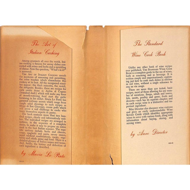 Traditional "The Art of Italian Cooking" 1953 Lo Pinto, Maria (Inscribed) For Sale - Image 3 of 10