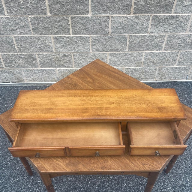 A vintage Cushman Traditional solid maple two drawer dresser top box. American made. Circa late 20th century. Measures 35"...