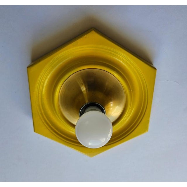 Mid-Century Yellow Ceiling Lamp, Italy, 1970s For Sale - Image 4 of 15