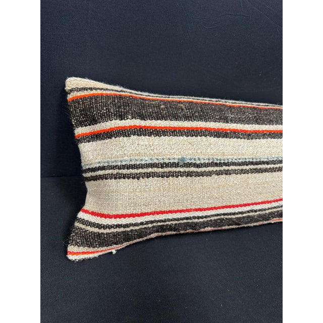 Turkish Hemp Pillow Cushion Natural Beige Black Cushion Cover 14"x40" #30519 Enhance your home decor with our Kilim Pillow...
