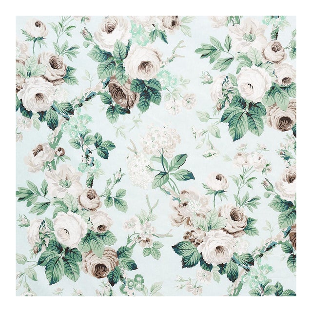 Sample - Schumacher Nancy Floral Fabric in Seafoam For Sale