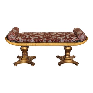 Vintage Hollywood Regency Giltwood Bench For Sale