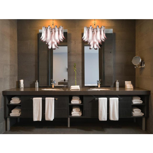Italian Pink and White Murano Petals Chandelier, Murano For Sale - Image 6 of 15