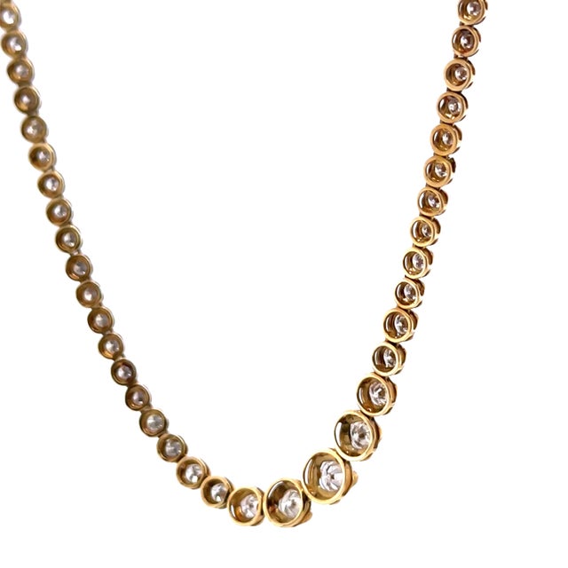 Contemporary 18ct Yellow Gold Diamond Tennis Necklace 3.00ct 8.3g For Sale - Image 3 of 12