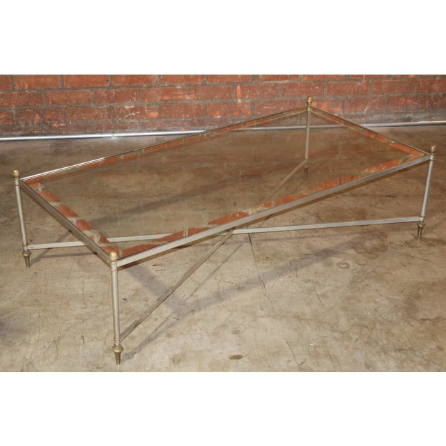 1950s A Steel & Brass Coffee Table by Maison Jansen, France, 1950s For Sale - Image 5 of 13