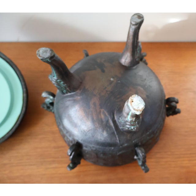 Mint Vintage James Mont Style Hollywood Regency Faux Bronze Chinese Archaic Ice Bucket For Sale - Image 8 of 12