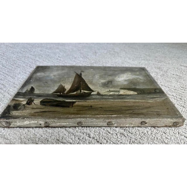 Antique French Oil Painting on Canvas — Signed Maritime Seascape, Circa 19th Century For Sale - Image 11 of 12