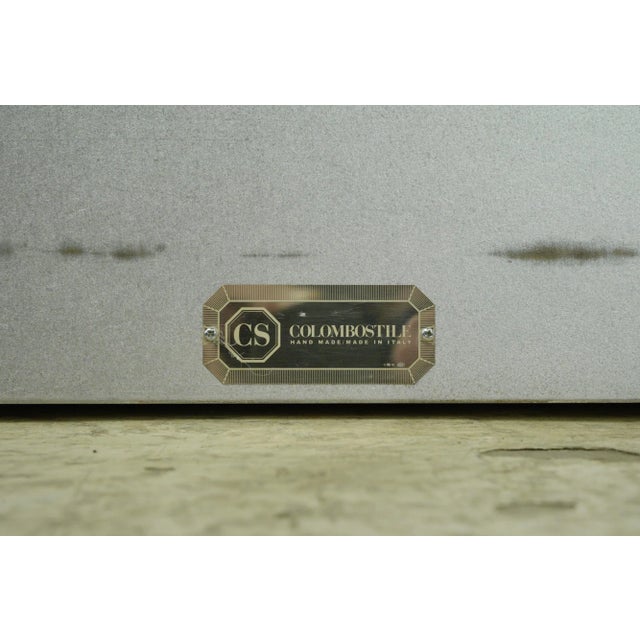 Late 20th Century Late 20th Century Custom Made Colombostile Silver Studded Metal Wall Mirror For Sale - Image 5 of 6