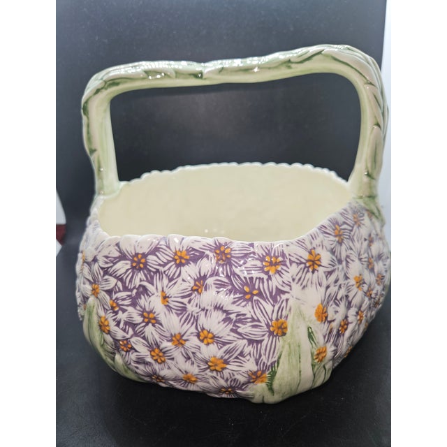 American Centerpiece, Vintage Handcrafted Ceramic Basket For Sale - Image 3 of 5