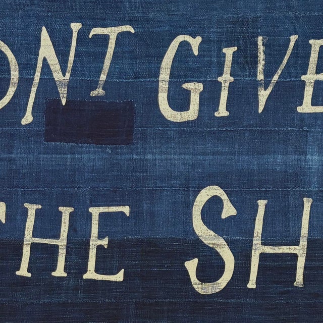 Large Patchwork Indigo Flag, Don't Give Up the Ship, Unique For Sale - Image 4 of 4