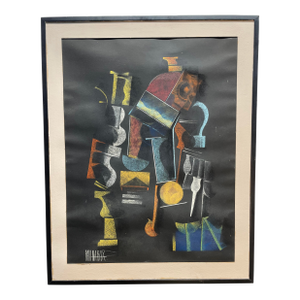 1960s Paul Nabb Original Painting Mid-Century Modern