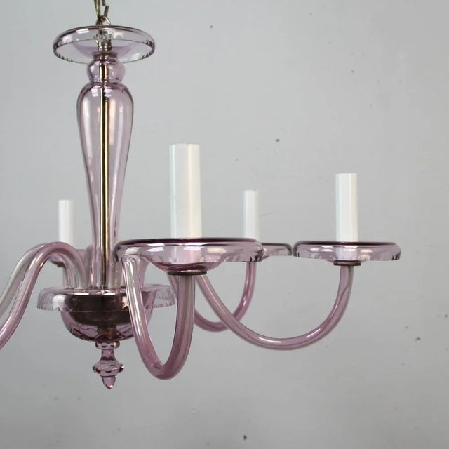 Art Deco Mauve Glass Chandelier, in Very Good conditions. Designed 1920 to 1949 European Plug (up to 250V).The wiring of...
