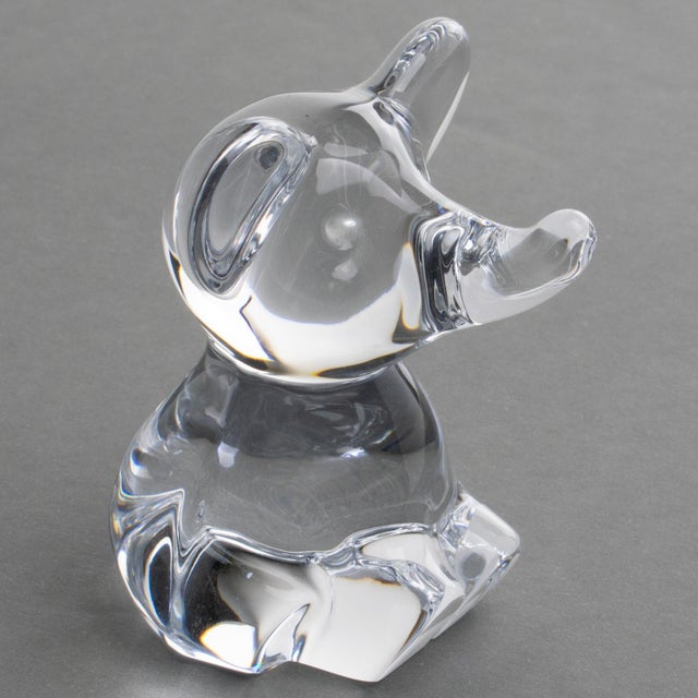 Daum, France, created this adorable crystal elephant figurine paperweight or ornamental sculpture by hand in the late...