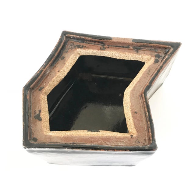 Mid-Century Modern Rustic Hand-Built Ceramic Container For Sale - Image 3 of 8