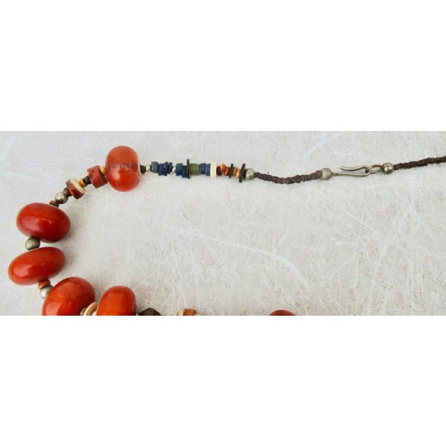 Ethnic Assembled Amber and Glass Necklace For Sale - Image 4 of 6