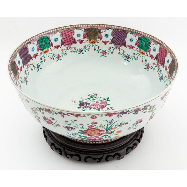 Chinese Export Famille Rose Porcelain Punch Bowl For Sale - Image 4 of 7
