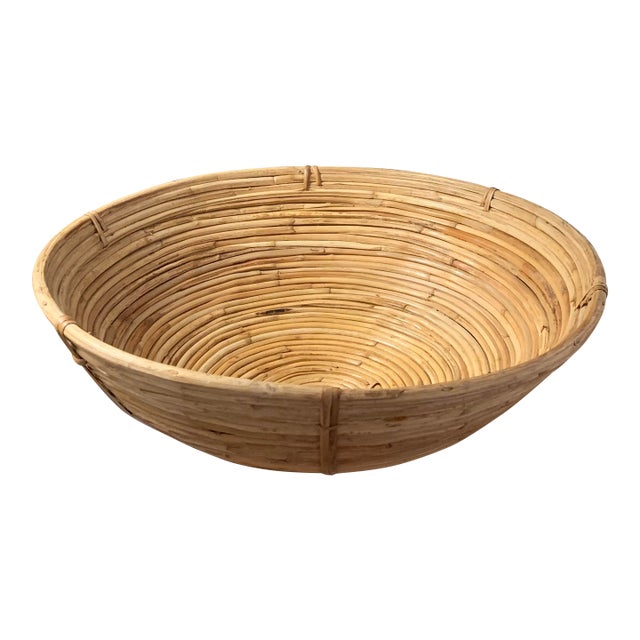 Large Pencil Reed Crespi Style Display Basket For Sale