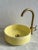 Moroccan Yellow Ceramic Round Sink for Bathroom, Vessel Sink with Brass Drain For Sale - Image 4 of 8