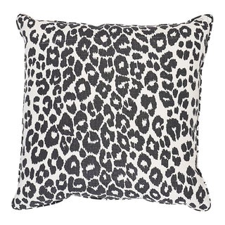 Schumacher Iconic Leopard 22" Pillow in Graphite For Sale