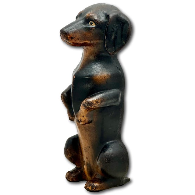 This Really is a Great Looking and Very Rare - Hard to Find Model Cast Iron Dog Doorstop. It is Rendered in the "Wedge"...