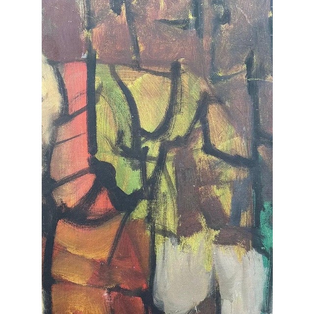 Yellow Vintage Mid-Century Modern Abstract Floral Painting by E. Sundt, Signed '57 For Sale - Image 8 of 10