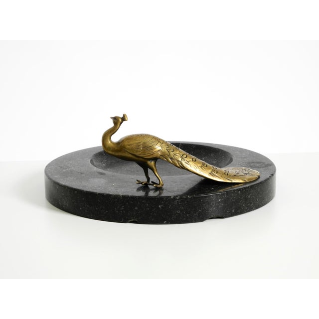 Large Black Granite Valet Tray with a Brass Peacock, 1920s For Sale - Image 15 of 18