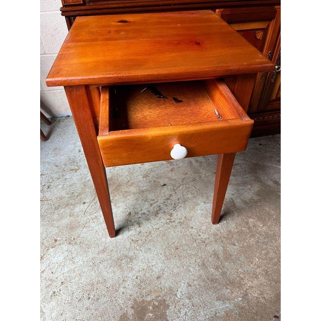 Farmhouse Vintage Federal Style Solid Wood Side Table. For Sale - Image 3 of 7