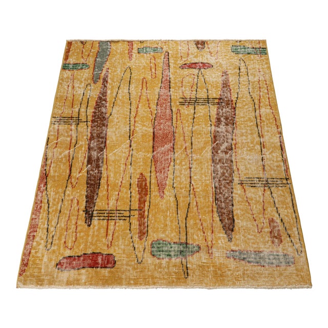 Rug & Kilim Vintage Zeki Múren Deco Runner in Gold, With Colorful Pattern From Rug & Kilim For Sale - Image 4 of 7