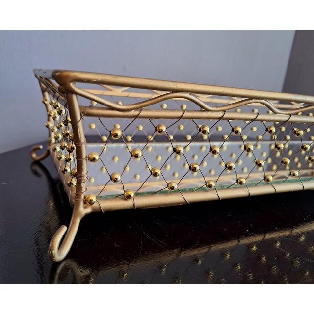 Mid-Century Modern Tall Beaded Weave Rectangular Vanity Mirror Tray For Sale - Image 10 of 16