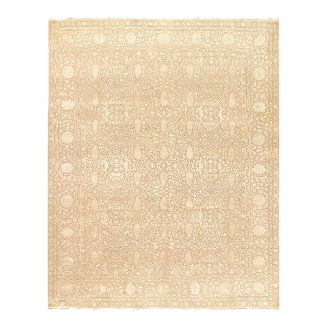 Indo Tabriz Hand-Knotted Silk & Wool Rug For Sale