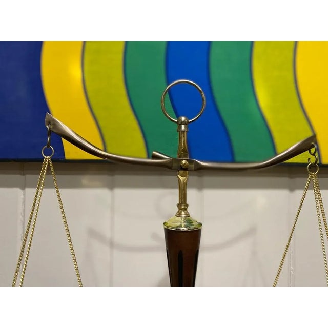 Excellent Condition Solid Brass, Wood, and Marble 18 inches tall