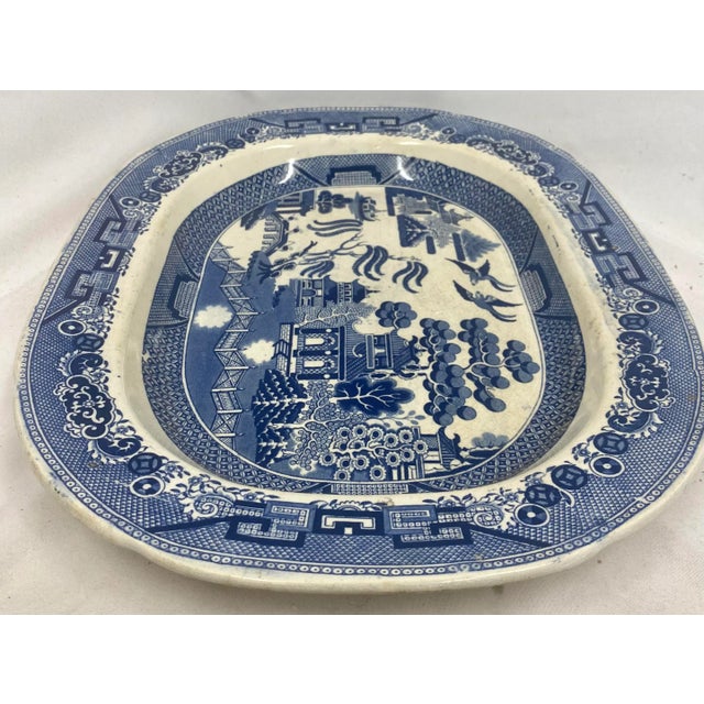 Antique Dewes & Copestake Blue Willow Platter From England - Circa 1895 For Sale - Image 9 of 13