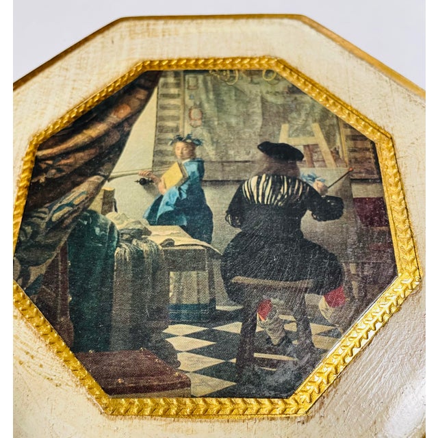 Gorgeous Florentine painted plaque depicting an artist at work. Numbered and Made in Italy.