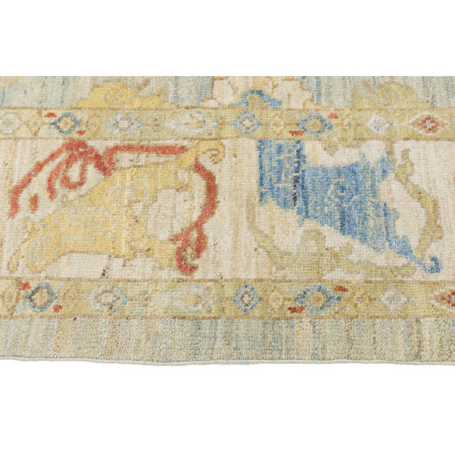 Contemporary Sultanabad Wool Rug - Transitional All-Over Floral Sage Green & Blue For Sale In New York - Image 6 of 10