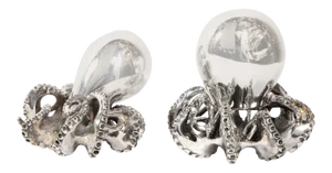 Handcrafted Sterling Silver Octopus Salt Shaker and Pepper Mill by Missiaglia - A Pair