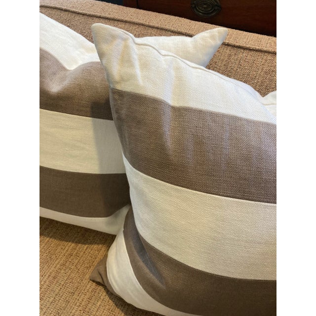 2020s Ryan Studio Linen Taupe Striped and Coral Pillow- Set of 3 For Sale - Image 5 of 8